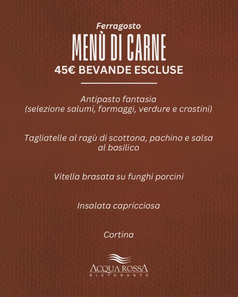 ferragosto 2026 menu carne