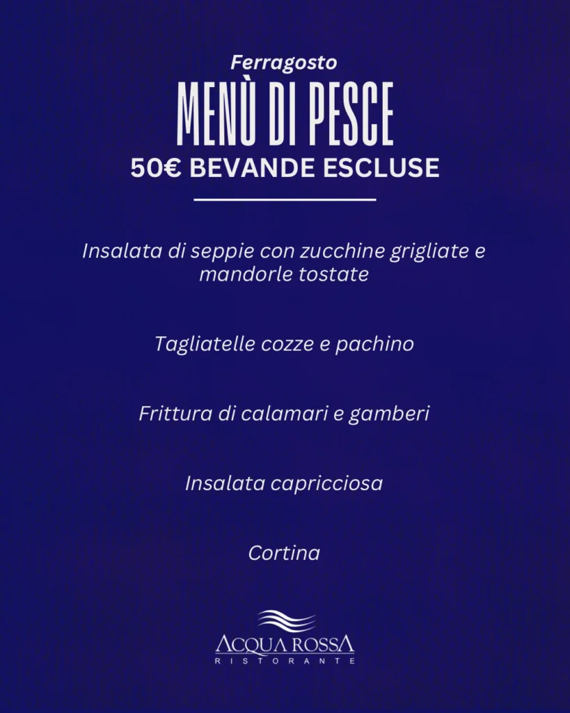 ferragosto 2026 menu pesce